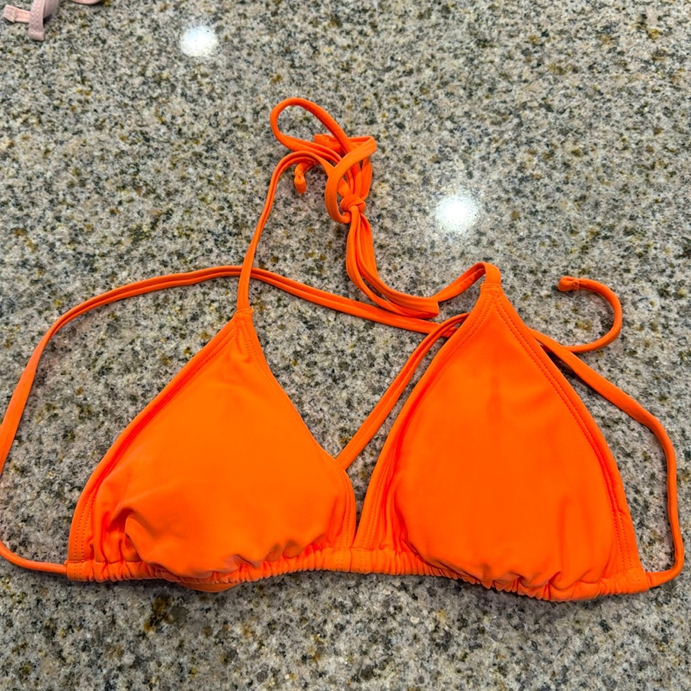 Aerie bright neon orange triangle bikini top